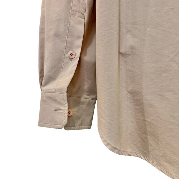 Moonlee Beige Collared Cut Out Button Up Blouse Oversize Top Size L NEW Tags - Picture 13 of 13